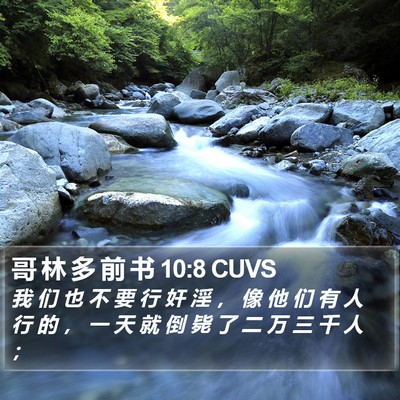 哥 林 多 前 书 10:8 CUVS Bible Verse Image