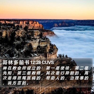 哥 林 多 前 书 12:28 CUVS Bible Verse Image