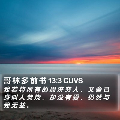哥 林 多 前 书 13:3 CUVS Bible Verse Image