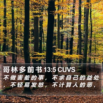 哥 林 多 前 书 13:5 CUVS Bible Verse Image