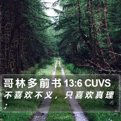 哥 林 多 前 书 13:6 CUVS Bible Verse Image
