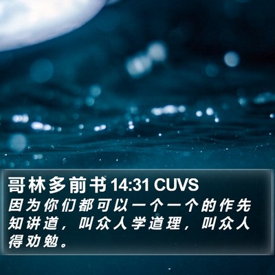 哥 林 多 前 书 14:31 CUVS Bible Verse Image