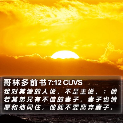 哥 林 多 前 书 7:12 CUVS Bible Verse Image