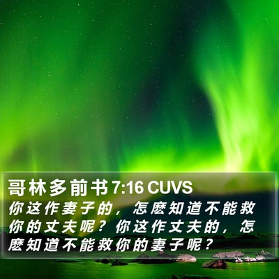 哥 林 多 前 书 7:16 CUVS Bible Verse Image