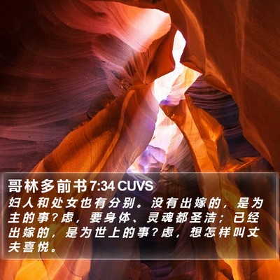 哥 林 多 前 书 7:34 CUVS Bible Verse Image