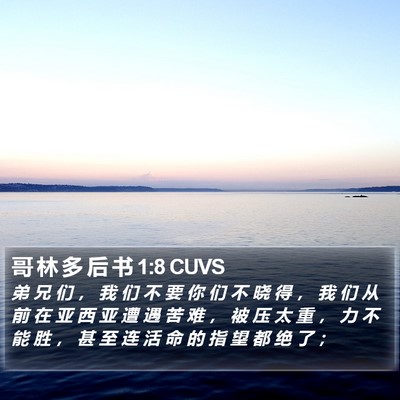 哥 林 多 后 书 1:8 CUVS Bible Verse Image