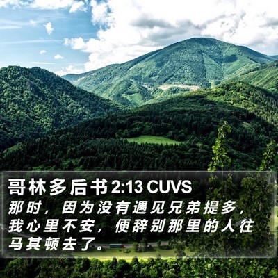 哥 林 多 后 书 2:13 CUVS Bible Verse Image