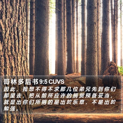 哥 林 多 后 书 9:5 CUVS Bible Verse Image