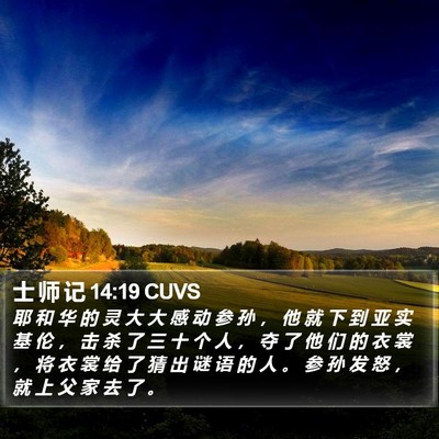士 师 记 14:19 CUVS Bible Verse Image