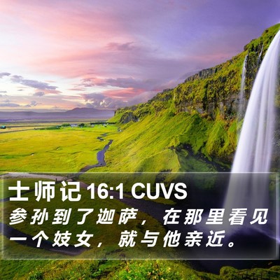 士 师 记 16:1 CUVS Bible Verse Image