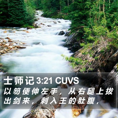 士 师 记 3:21 CUVS Bible Verse Image