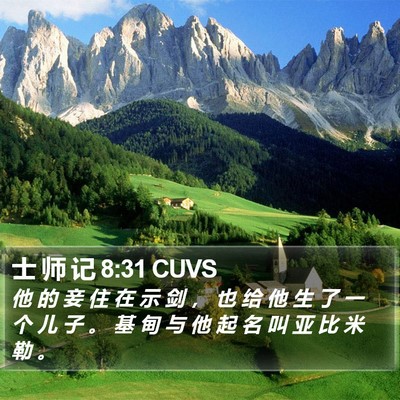 士 师 记 8:31 CUVS Bible Verse Image