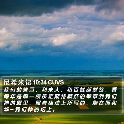 尼 希 米 记 10:34 CUVS Bible Verse Image