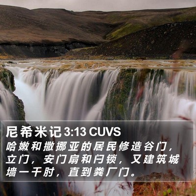 尼 希 米 记 3:13 CUVS Bible Verse Image