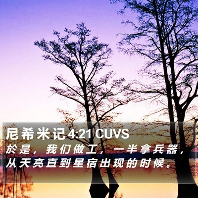 尼 希 米 记 4:21 CUVS Bible Verse Image