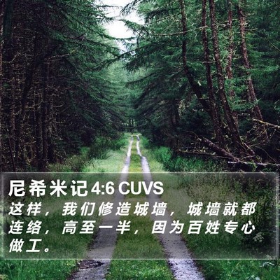 尼 希 米 记 4:6 CUVS Bible Verse Image