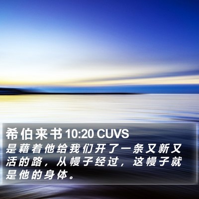 希 伯 来 书 10:20 CUVS Bible Verse Image