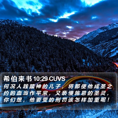 希 伯 来 书 10:29 CUVS Bible Verse Image