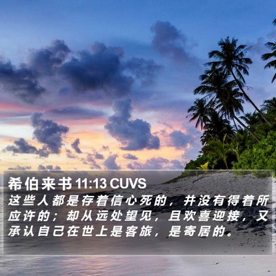 希 伯 来 书 11:13 CUVS Bible Verse Image