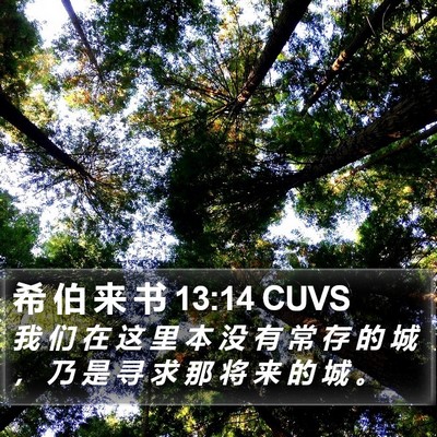希 伯 来 书 13:14 CUVS Bible Verse Image