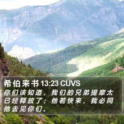 希 伯 来 书 13:23 CUVS Bible Verse Image