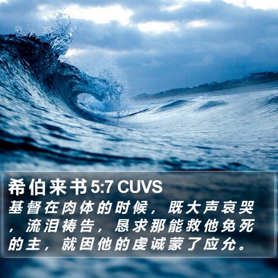 希 伯 来 书 5:7 CUVS Bible Verse Image