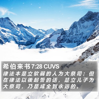 希 伯 来 书 7:28 CUVS Bible Verse Image