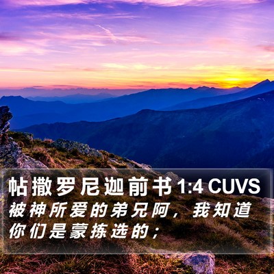 帖 撒 罗 尼 迦 前 书 1:4 CUVS Bible Verse Image