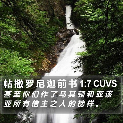 帖 撒 罗 尼 迦 前 书 1:7 CUVS Bible Verse Image