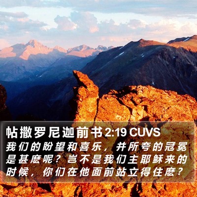 帖 撒 罗 尼 迦 前 书 2:19 CUVS Bible Verse Image