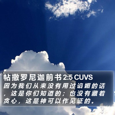 帖 撒 罗 尼 迦 前 书 2:5 CUVS Bible Verse Image