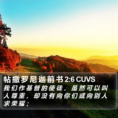 帖 撒 罗 尼 迦 前 书 2:6 CUVS Bible Verse Image