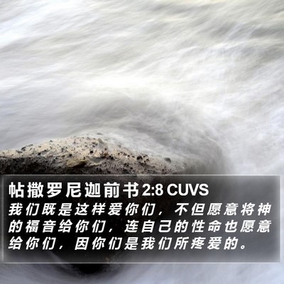 帖 撒 罗 尼 迦 前 书 2:8 CUVS Bible Verse Image