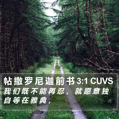 帖 撒 罗 尼 迦 前 书 3:1 CUVS Bible Verse Image