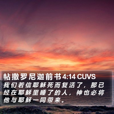 帖 撒 罗 尼 迦 前 书 4:14 CUVS Bible Verse Image
