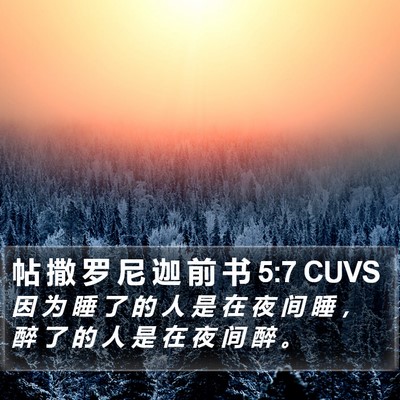 帖 撒 罗 尼 迦 前 书 5:7 CUVS Bible Verse Image