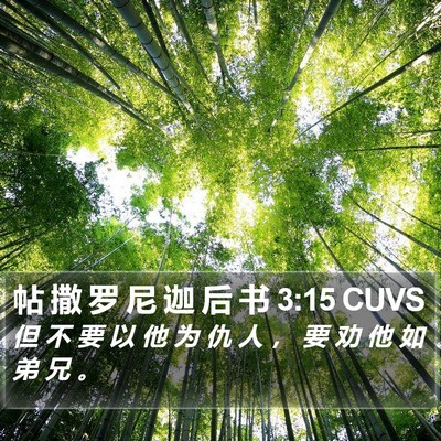帖 撒 罗 尼 迦 后 书 3:15 CUVS Bible Verse Image