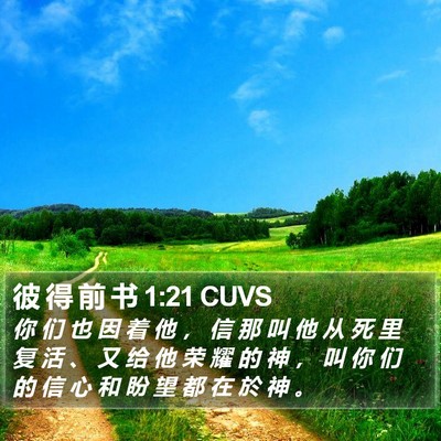 彼 得 前 书 1:21 CUVS Bible Verse Image