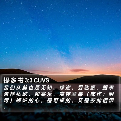 提 多 书 3:3 CUVS Bible Verse Image