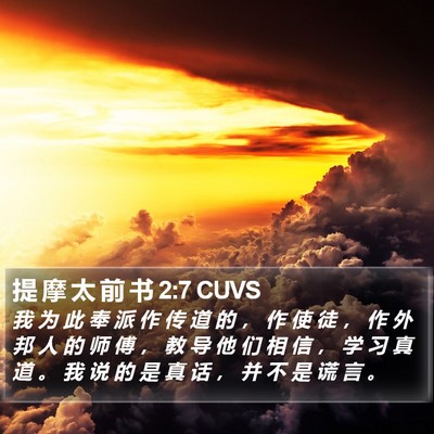 提 摩 太 前 书 2:7 CUVS Bible Verse Image