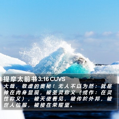 提 摩 太 前 书 3:16 CUVS Bible Verse Image
