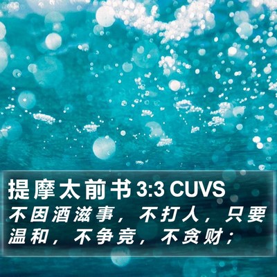 提 摩 太 前 书 3:3 CUVS Bible Verse Image