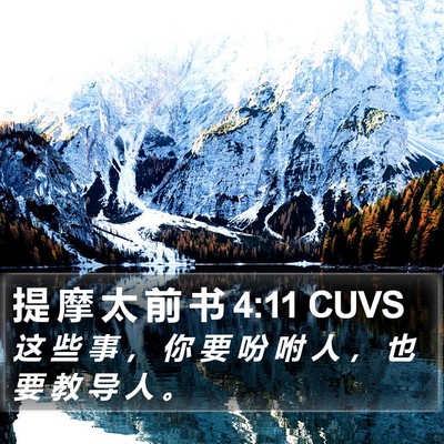提 摩 太 前 书 4:11 CUVS Bible Verse Image