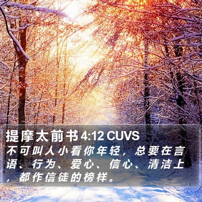 提 摩 太 前 书 4:12 CUVS Bible Verse Image