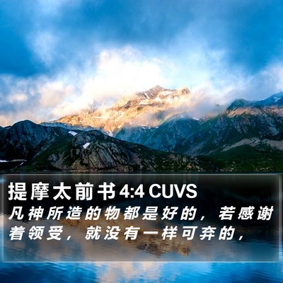 提 摩 太 前 书 4:4 CUVS Bible Verse Image