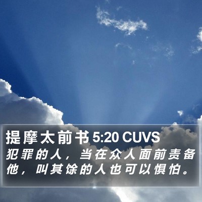 提 摩 太 前 书 5:20 CUVS Bible Verse Image