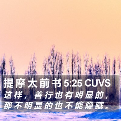 提 摩 太 前 书 5:25 CUVS Bible Verse Image