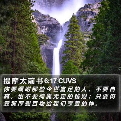 提 摩 太 前 书 6:17 CUVS Bible Verse Image