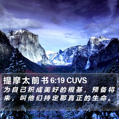 提 摩 太 前 书 6:19 CUVS Bible Verse Image