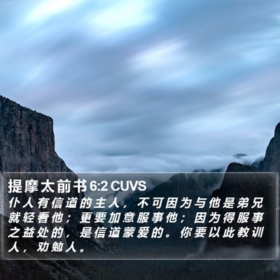 提 摩 太 前 书 6:2 CUVS Bible Verse Image